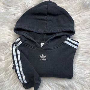 Adidas 3 Stripe Pullover Hoodie Black and White Size XS